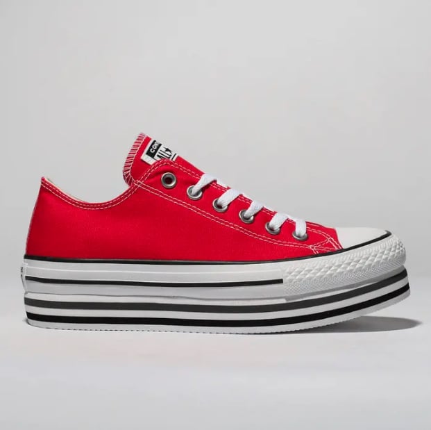 Converse Red All Star Platform Layer Ox Trainers