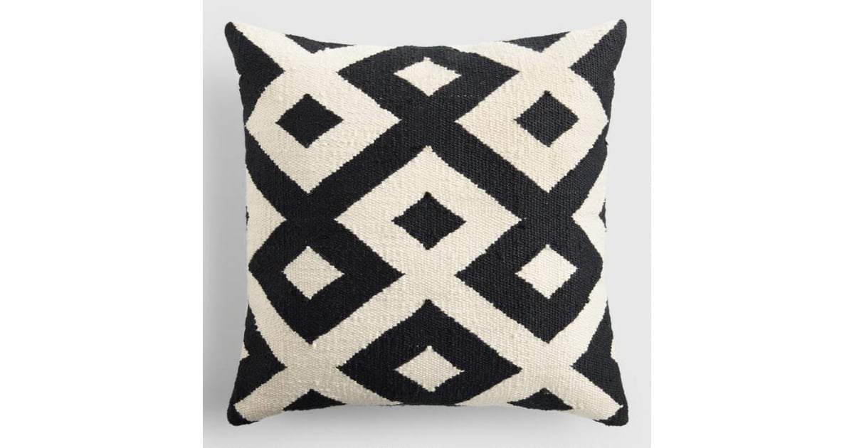 Black and Ivory Geometric Indoor Outdoor Throw Pillow Best Outdoor