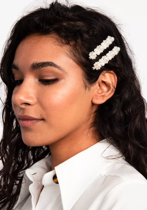 Topshop Pack Of 2 Chunky Pearl Hair Slide Clips