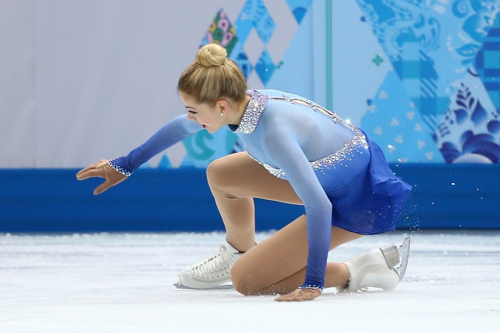 American favorite Gracie Gold took the ice, but found herself on it after a fall.