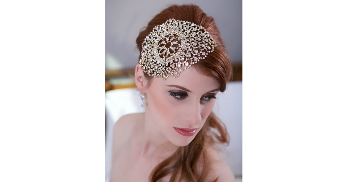 For engaged ladies who don't want to wear veils, this lacy crystal