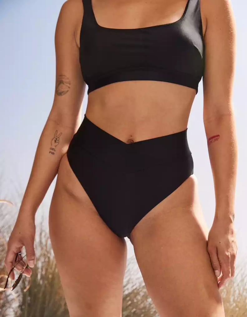 High-Waisted Black Bikini Bottoms