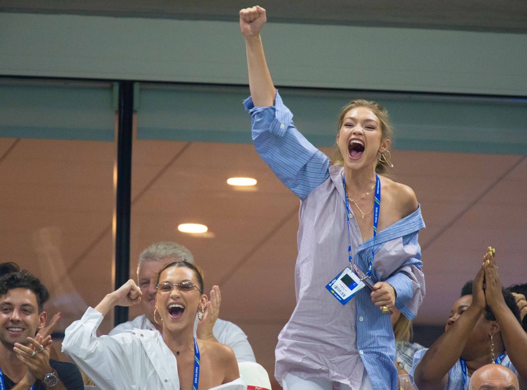 Gigi and Bella Hadid at US Open in Button-Downs 2018