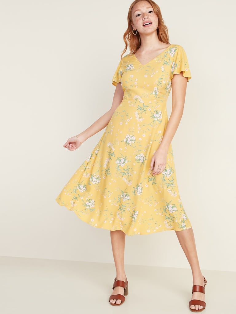 Fit & Flare V-Neck Midi Dress | Best Old Navy Dresses For ...
