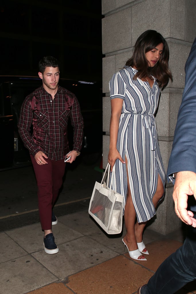 Priyanka Chopra Striped Dress With Nick Jonas