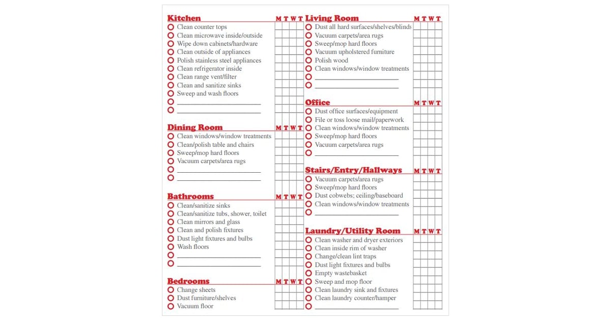 professional house cleaning checklist printable