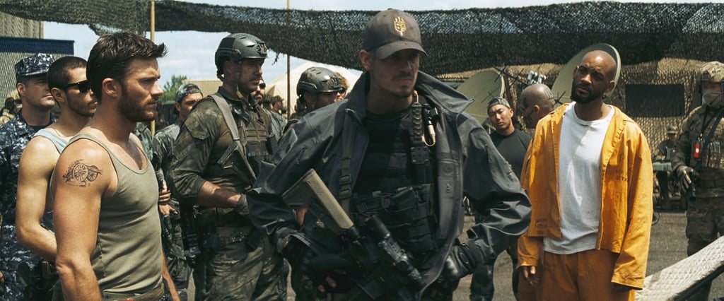 Rick Flag strikes an intimidating figure next to Deadshot and Scott Eastwood's mysterious character.