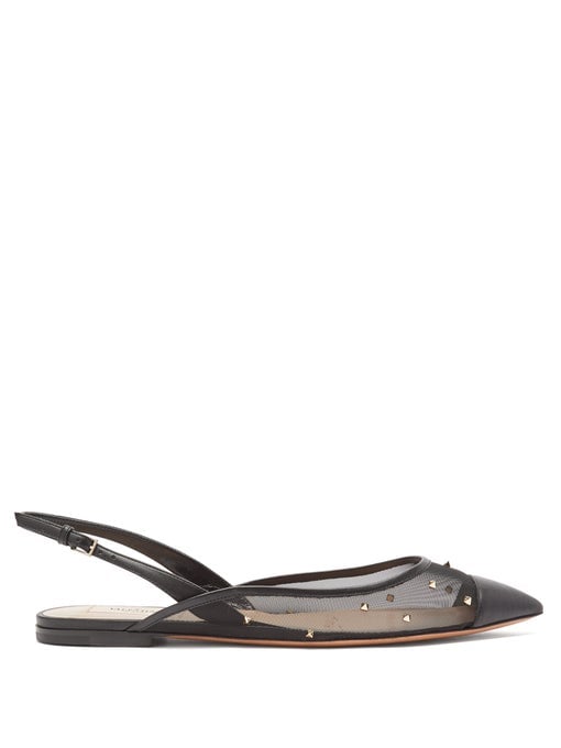 Valentino Shining Rockstud-Embellished Mesh Slingback Flats | Best ...