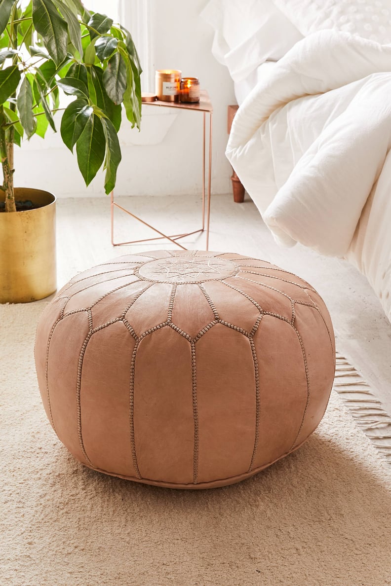 Traditional Leather Floor Pouf