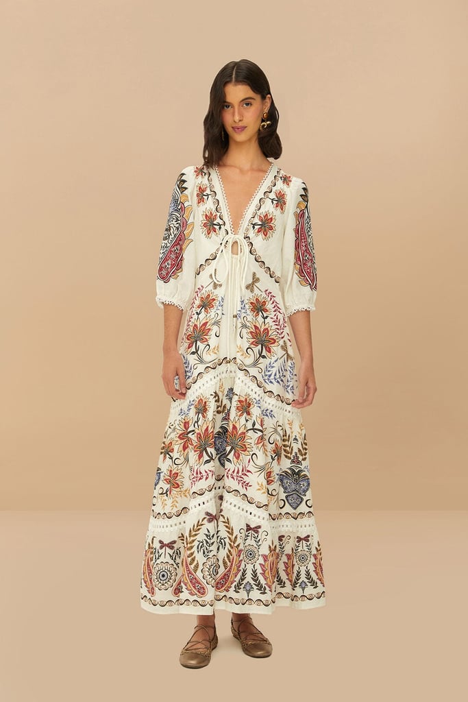 Farm Rio Off-White Boho Glam Maxi Dress