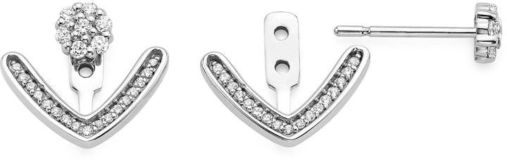 JCPenney 1/5 CT. T.W. Diamond 10K White Gold Cluster and Curve 2-in-1 Earrings ($521)