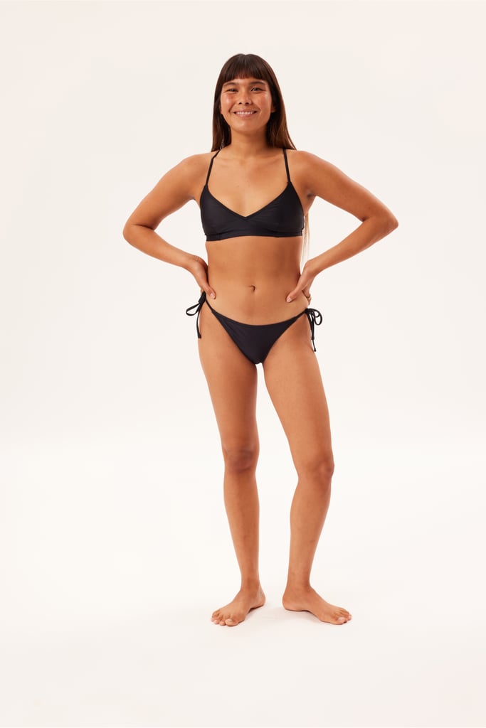 A Black Bikini: Girlfriend Collective Venice Strappy Bikini Top and Dive String Bikini Bottom