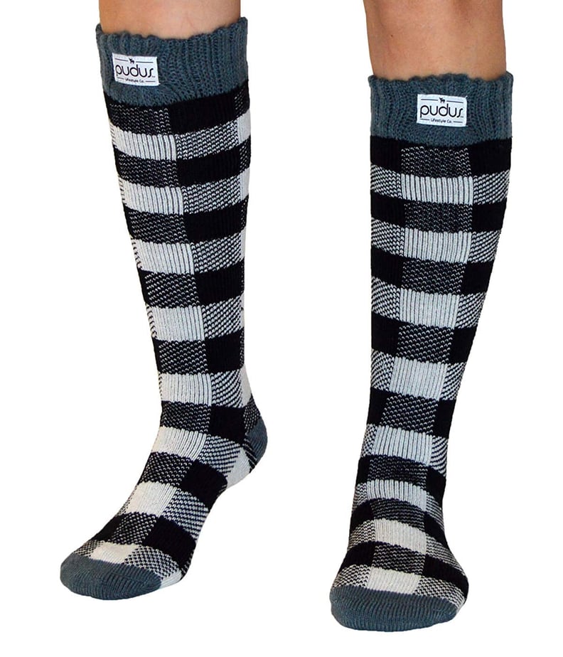 Pudus Adult Tall Boot Socks in Lumberjack White