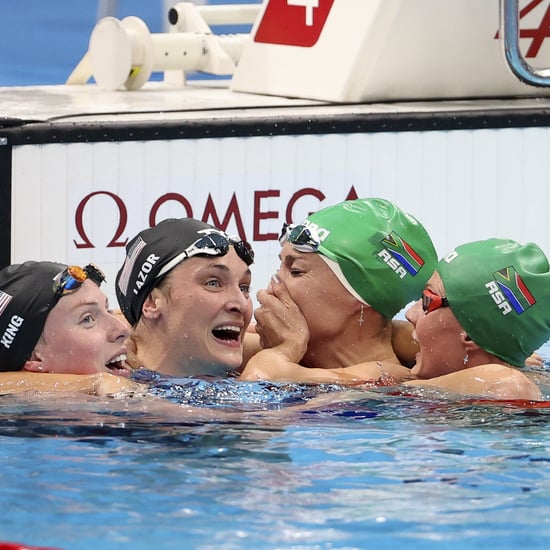 Olympic Swimmers Celebrate After Women's 200m Breaststroke