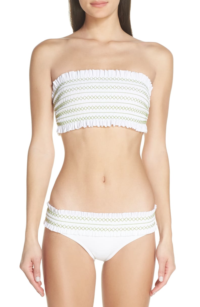 Tory Burch Costa Smocked Hipster Bikini Top and Bottoms