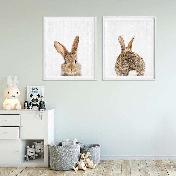bunny print wall art set