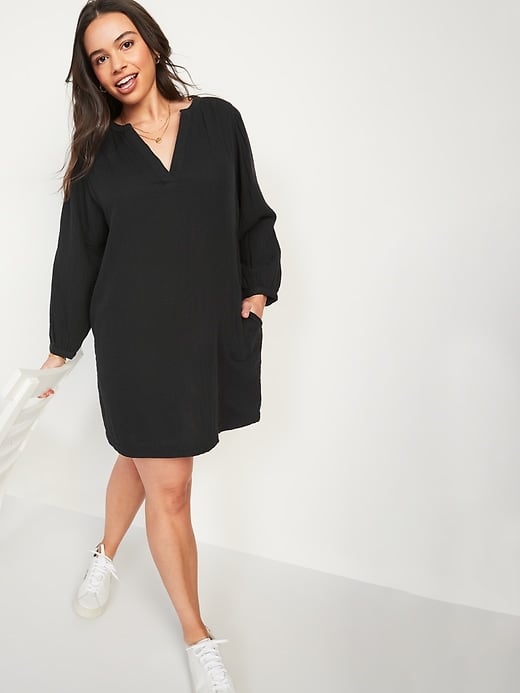 Long-Sleeve Poet Mini Swing Dress