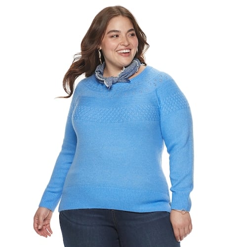Evri Plus Size Pointelle Sweater