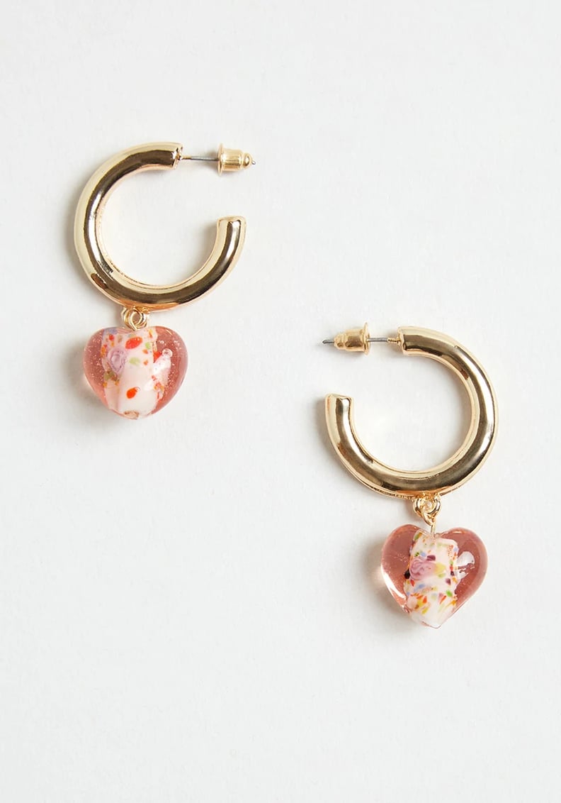 A Heart Hoop: Modcloth Drop Of The Heart Hoop Earrings