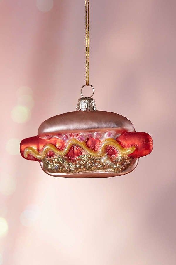 Glitter Hot Dog Christmas Ornament