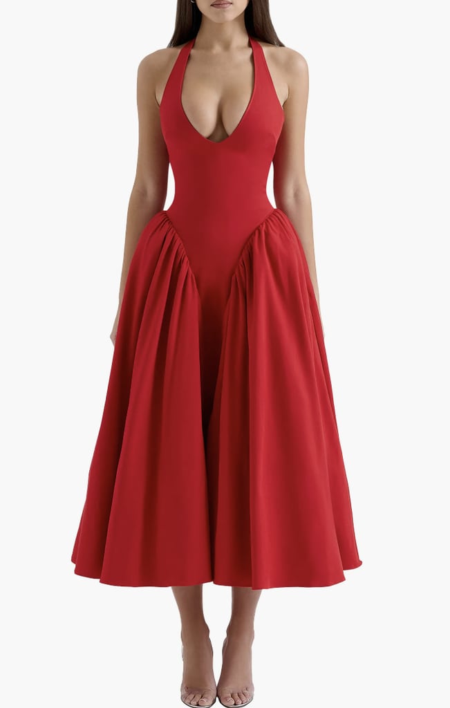 House of CB Marilyn Halter Midi Dress ($279)
Between Catherine and Robbie's press tour outfits, red is on full display. In case you're easing your way into colorful dressing, consider this Marilyn Monroe-inspired halter dress. It's perfect for a sunset dinner or your first wedding of the season.