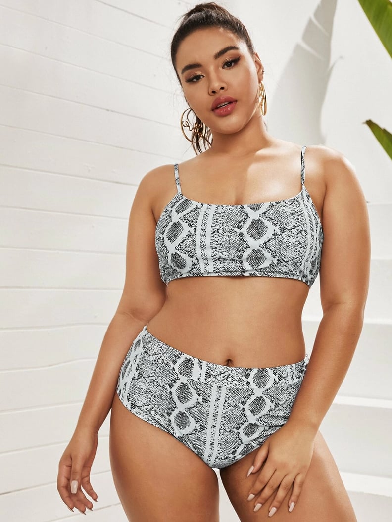 Shein Snakeskin Print High Waisted Bikini Swimsuit