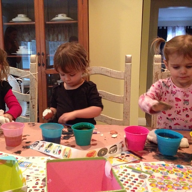 Arthur Bleick studiously worked on dyeing his Easter eggs.
Source: Instagram user therealselmablair