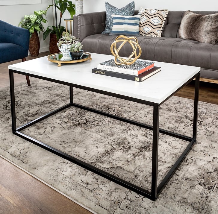 White faux cheap marble coffee table