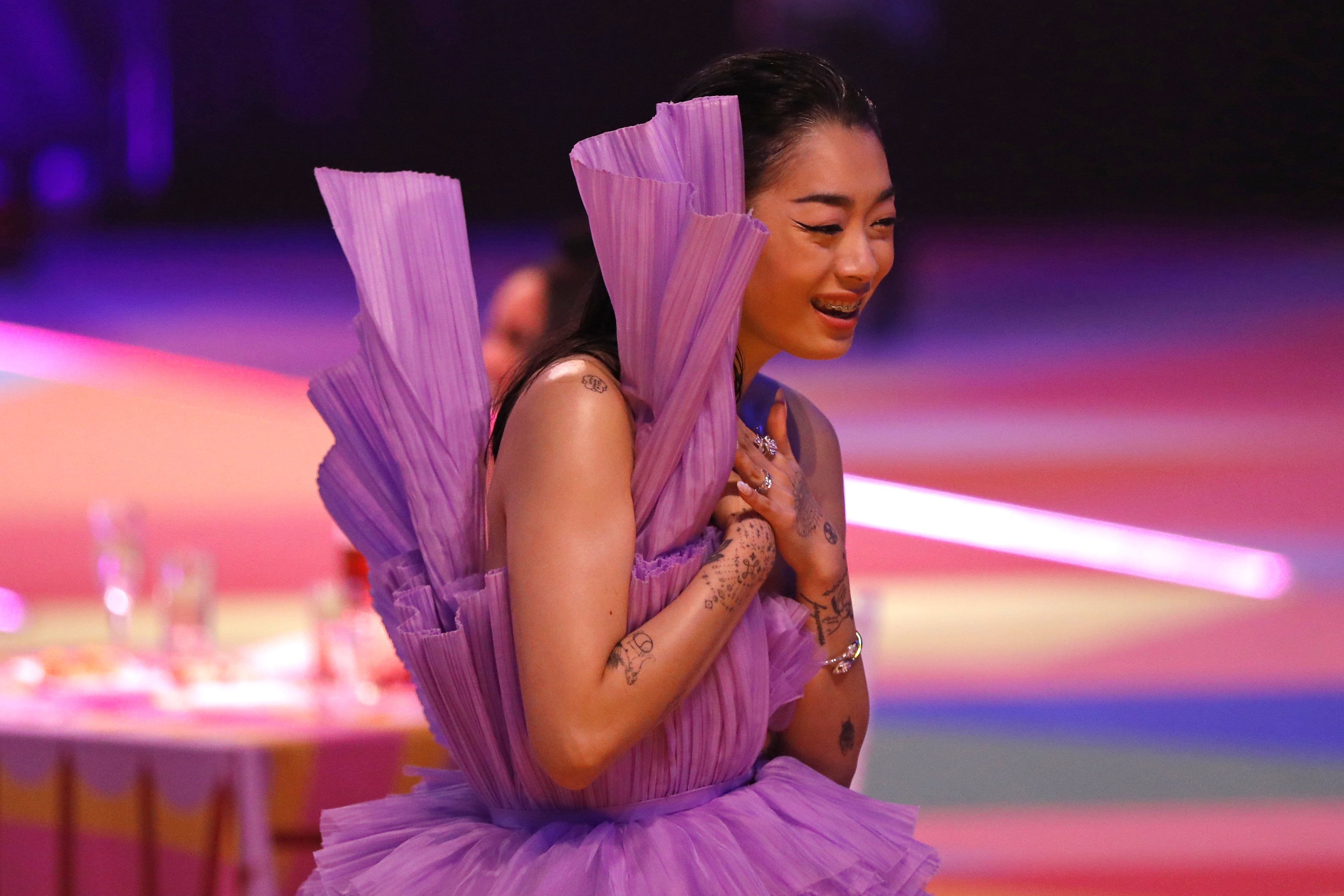 rina sawayama purple dress Rina Sawayama Says She's Ineligible for Mercury Prize and BRITs, Criticizes  Nationality Clause