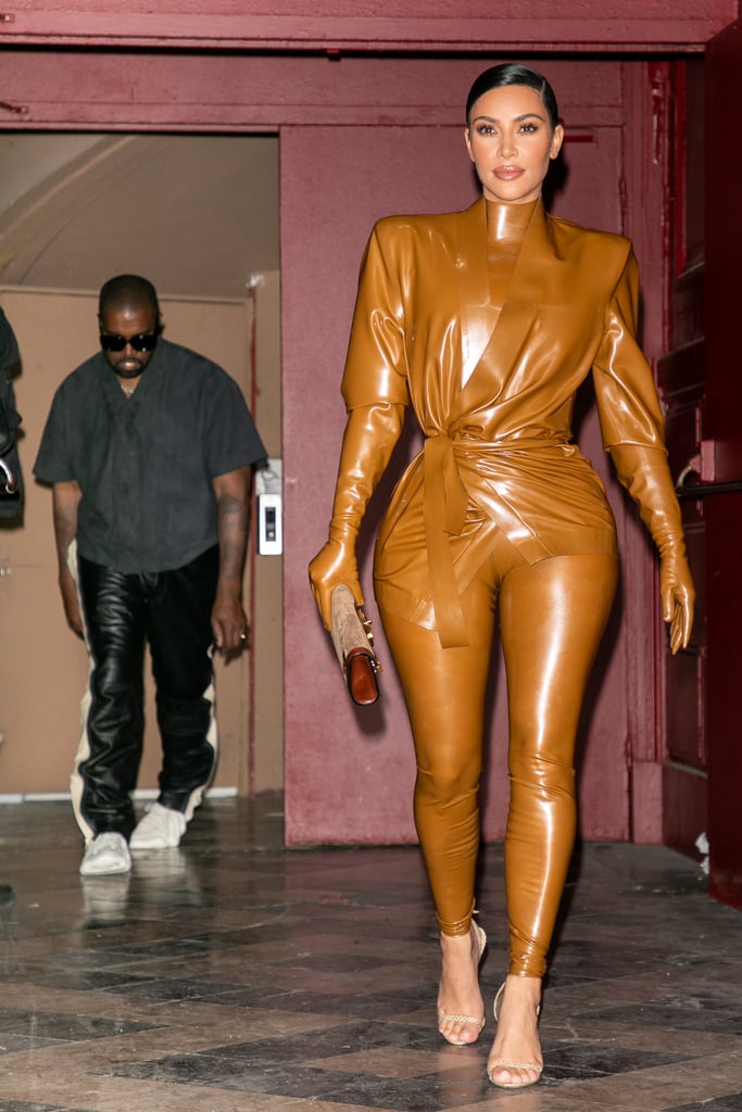 Kim Kardashian Balmain Latex Look 1 Kim Kardashians Balmain Latex Looks At Paris Fashion Week