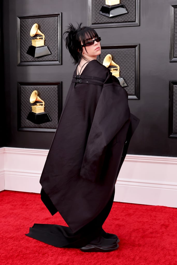 Billie Eilish's Black Rick Owens Trench Coat at the Grammys