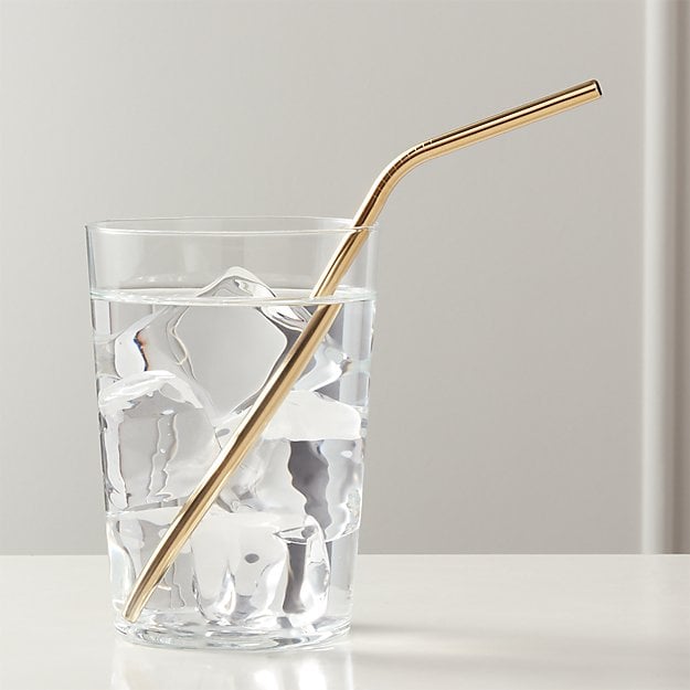 Gold Stainless Steel Straw Set of Eight