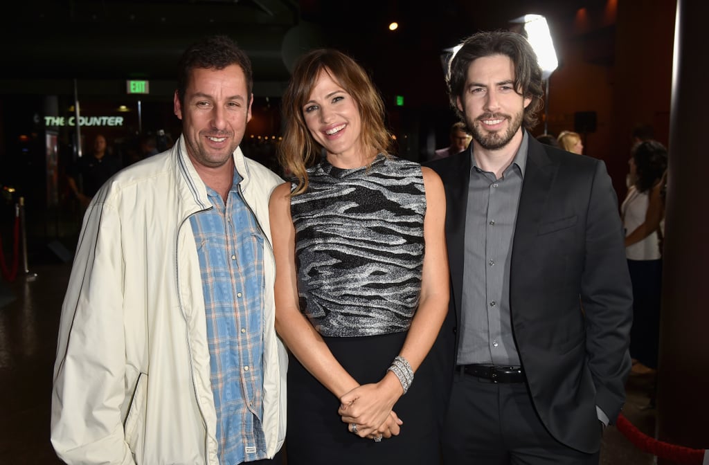 Jennifer Garner posed with Adam Sandler and Jason Reitman at the LA premiere of Men, Women & Children on Tuesday night.