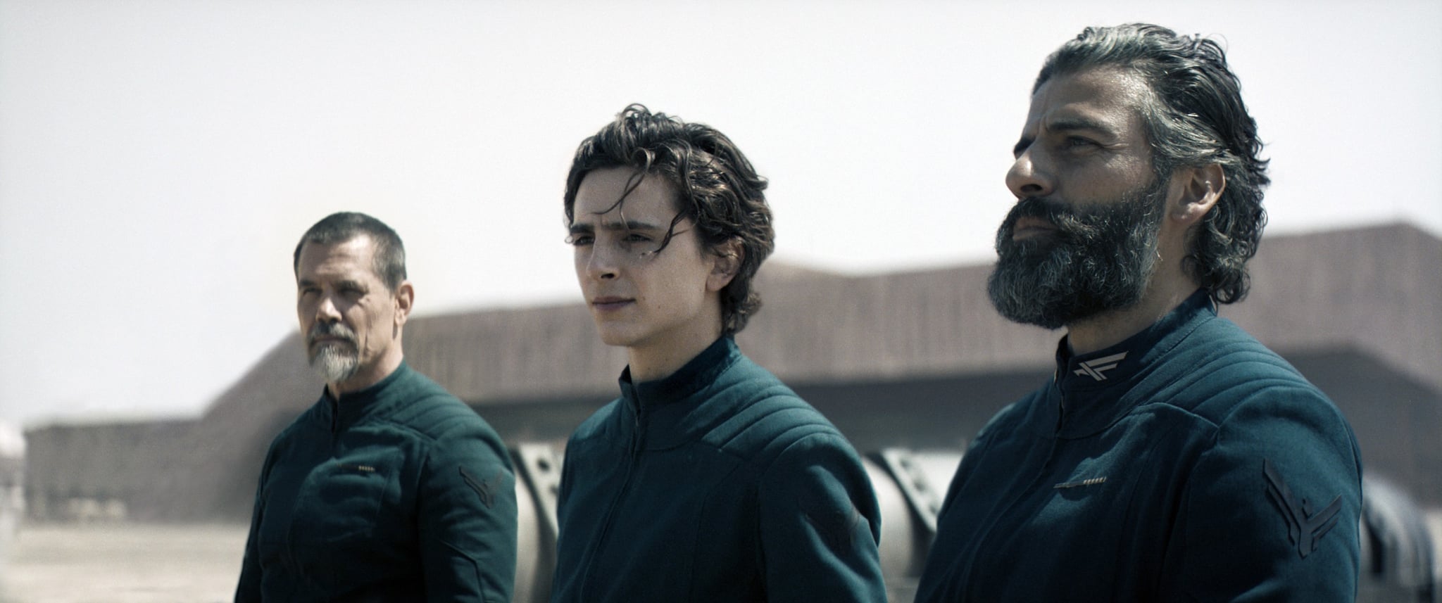 DUNE, from left: Josh Brolin, Timothee Chalamet, Oscar Isaac, 2021.  Warner Bros. /Courtesy Everett Collection