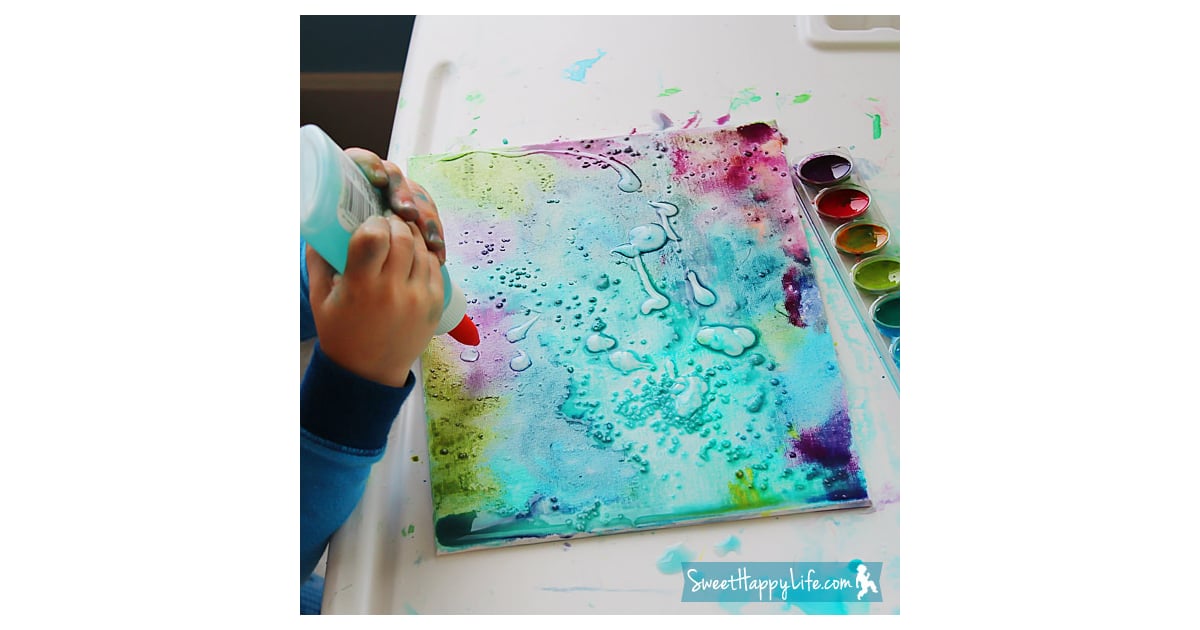 Watercolors, Glue, And Salt Canvas Art | 250 Easy, Fun Ways To Get Crafty With Your Kids! | Popsugar Family Photo 86