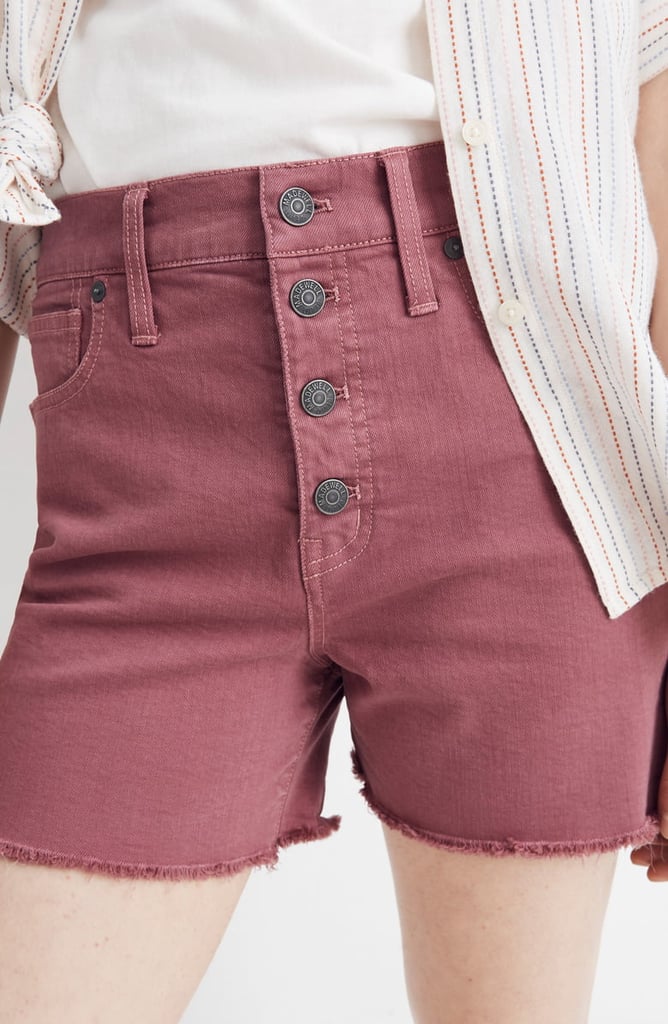 Madewell Button-Front High-Waist Garment Dyed Shorts