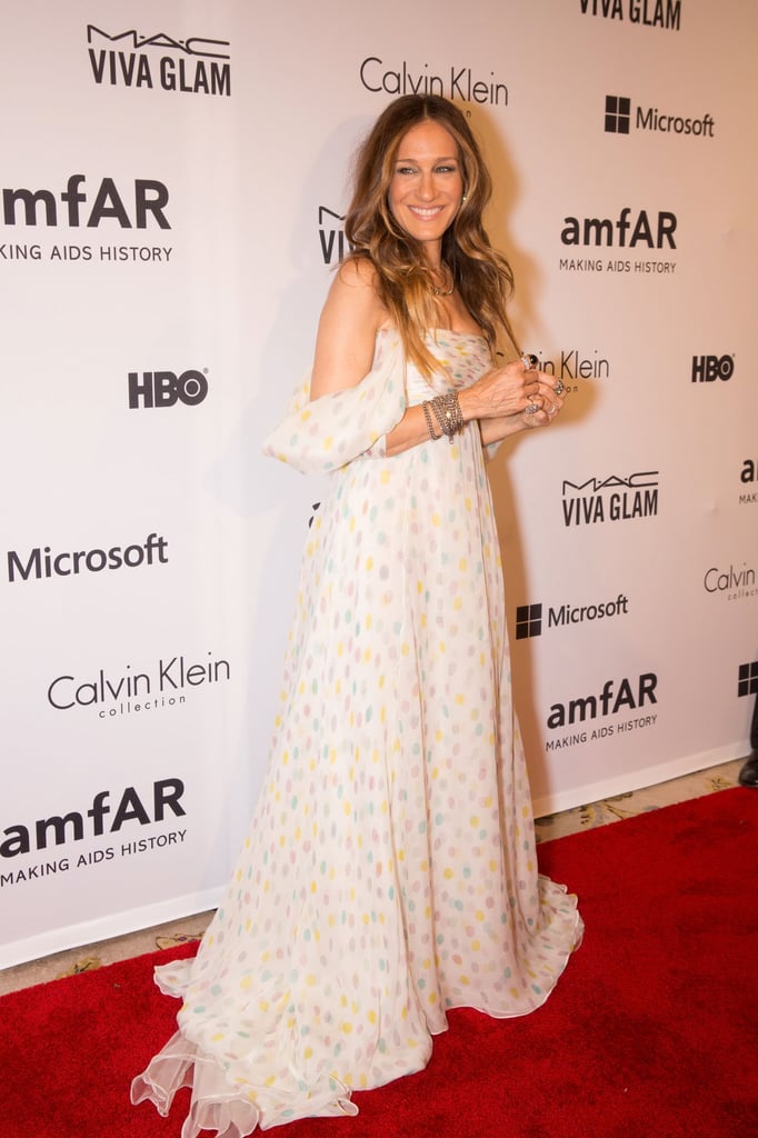 Sarah Jessica Parker looked pretty in white at the amfAR Inspiration Gala on Tuesday in NYC.