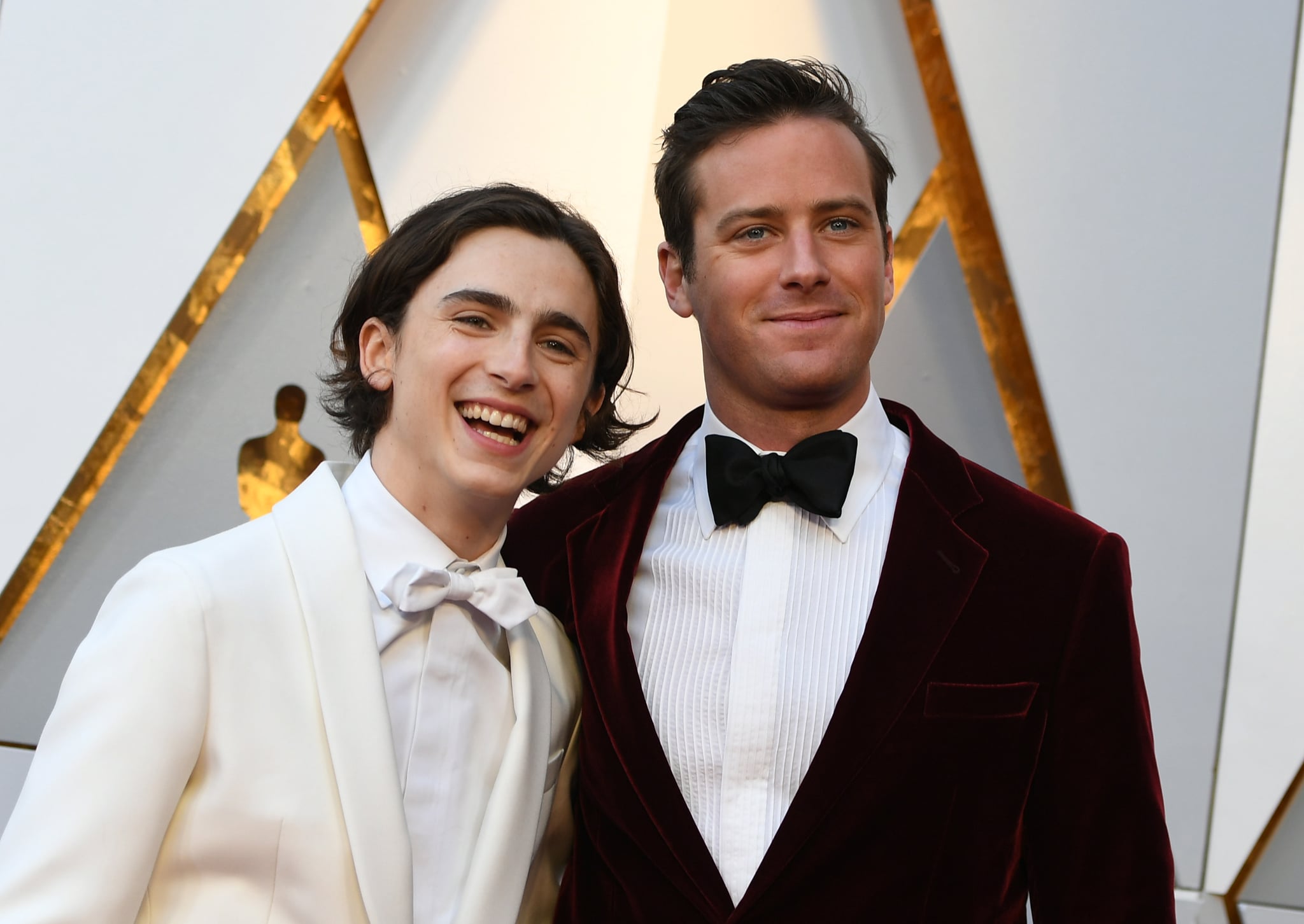 Actor Timothée Chalamet, left, and Actor Armie Hammer arrive for the 90th Annual Academy Awards on March 4, 2018, in Hollywood, California.  / AFP PHOTO / VALERIE MACON        (Photo credit should read VALERIE MACON/AFP/Getty Images)