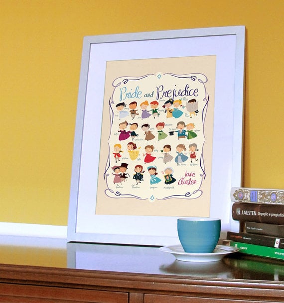 Pride and Prejudice character print