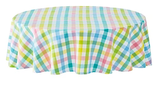 H for Happy Easter Gingham 70-Inch Round Tablecloth