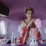 Taylor Swift's Pinup Curls, Blue Eye Shadow, and Red Lipstick
