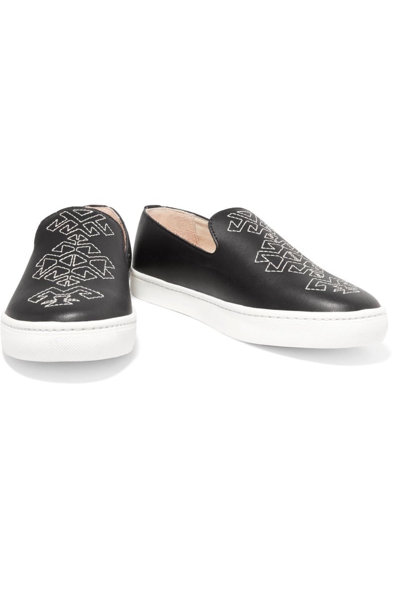 Soludos Embroidered Leather Slip-On Sneakers