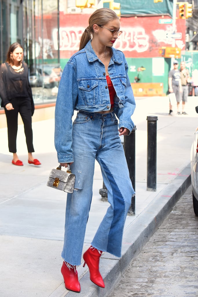 Gigi Hadid Red Leather Booties