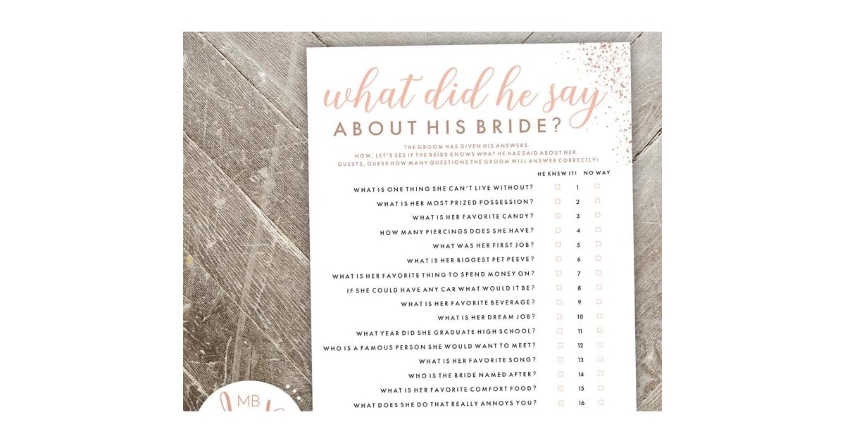 What Did He Say About His Bride Printable Game Printable Bridal Shower Games Popsugar Love 