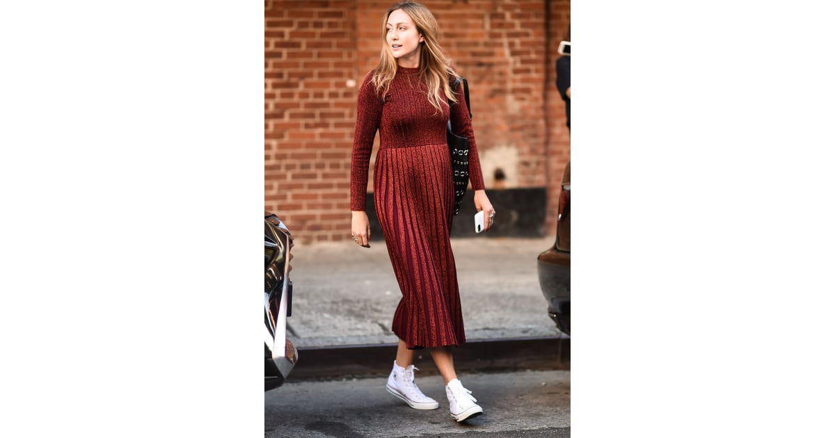 If you're rocking a longer hemline, go for high shoes — the play on