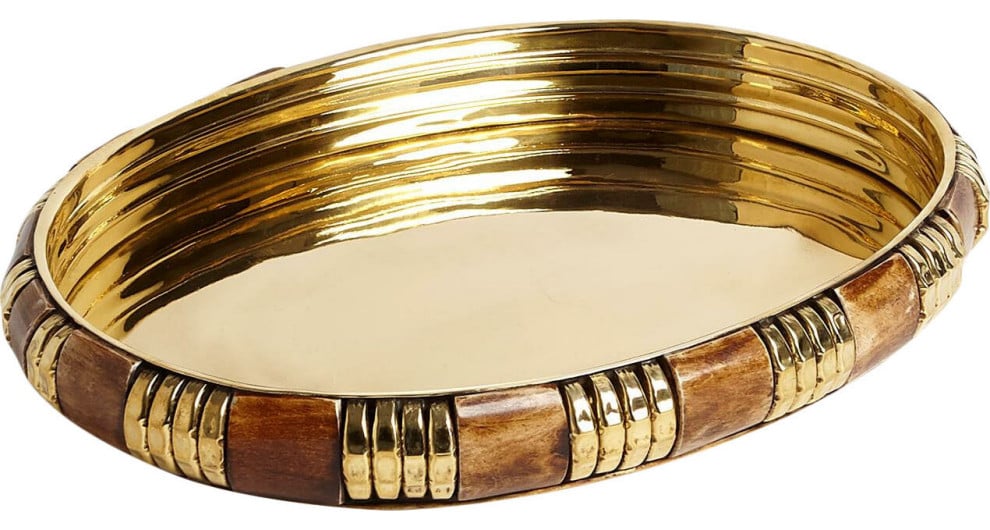 Banded Bone and Brass Tray