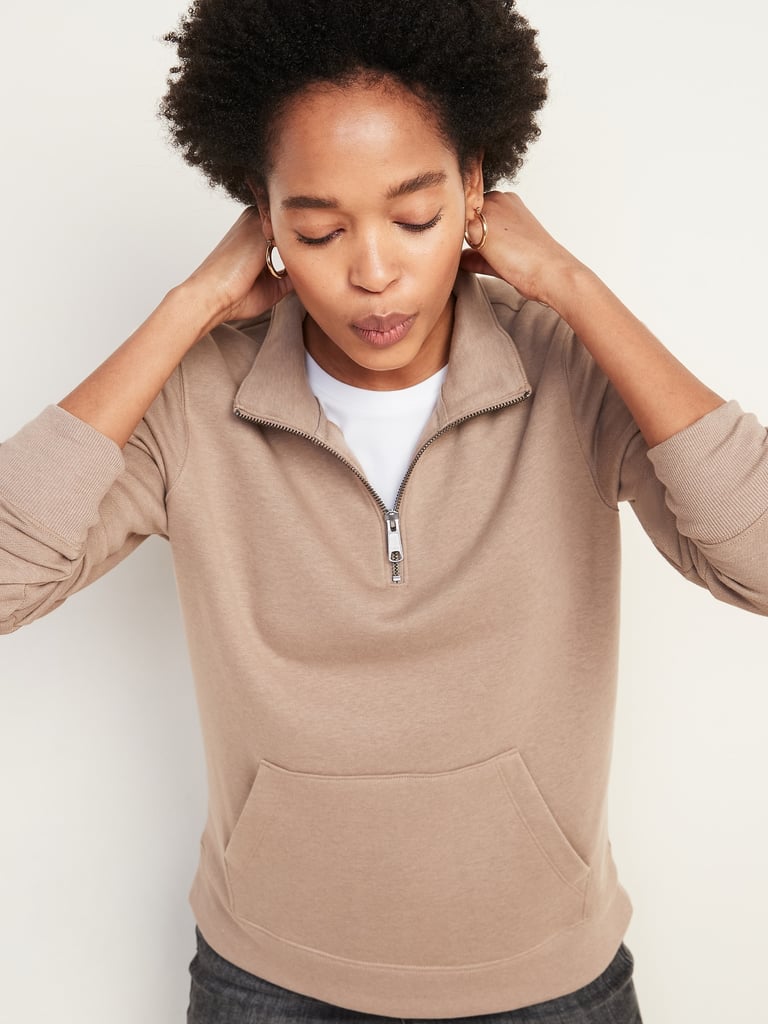 Relaxed 1/4-Zip Mock-Neck Pullover