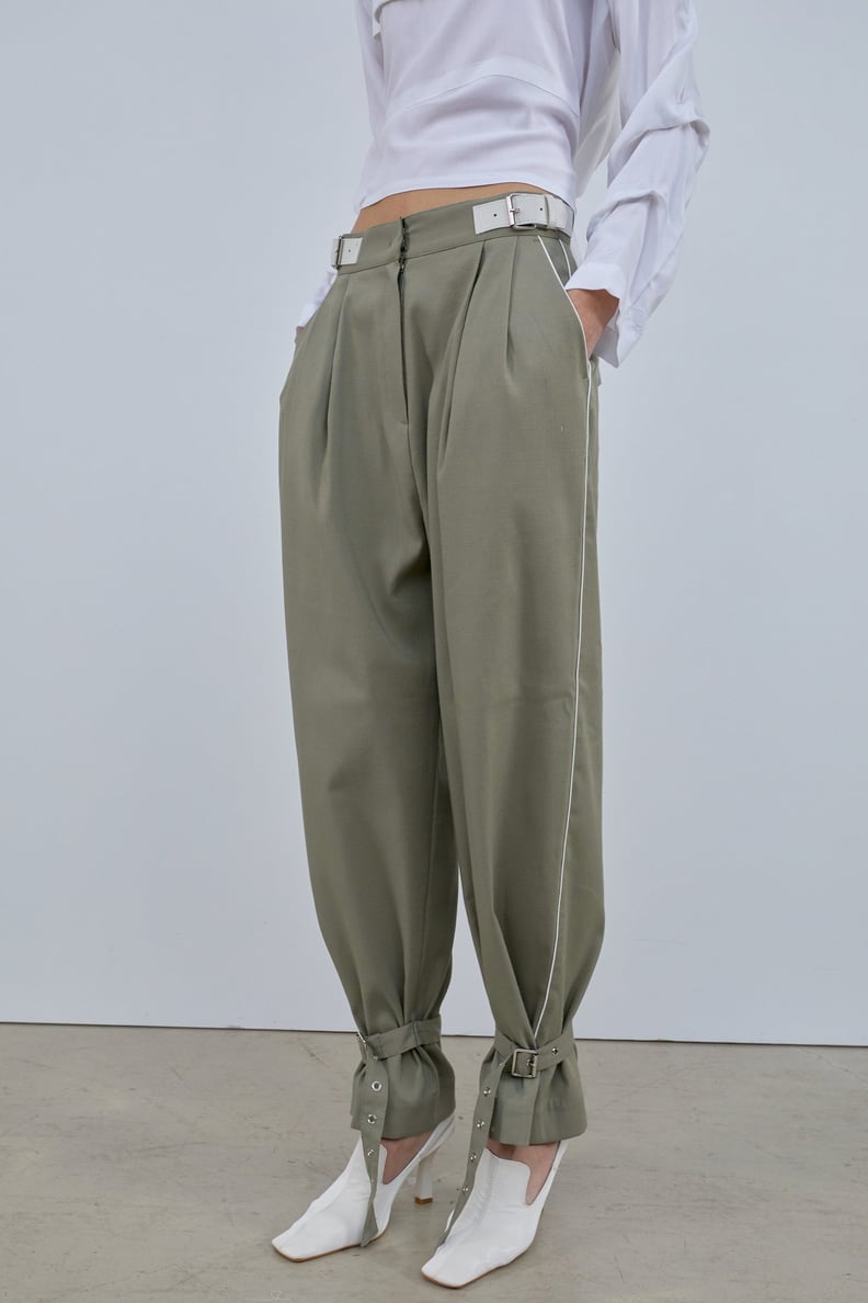 Belted Trousers With Belt Tab Cuff