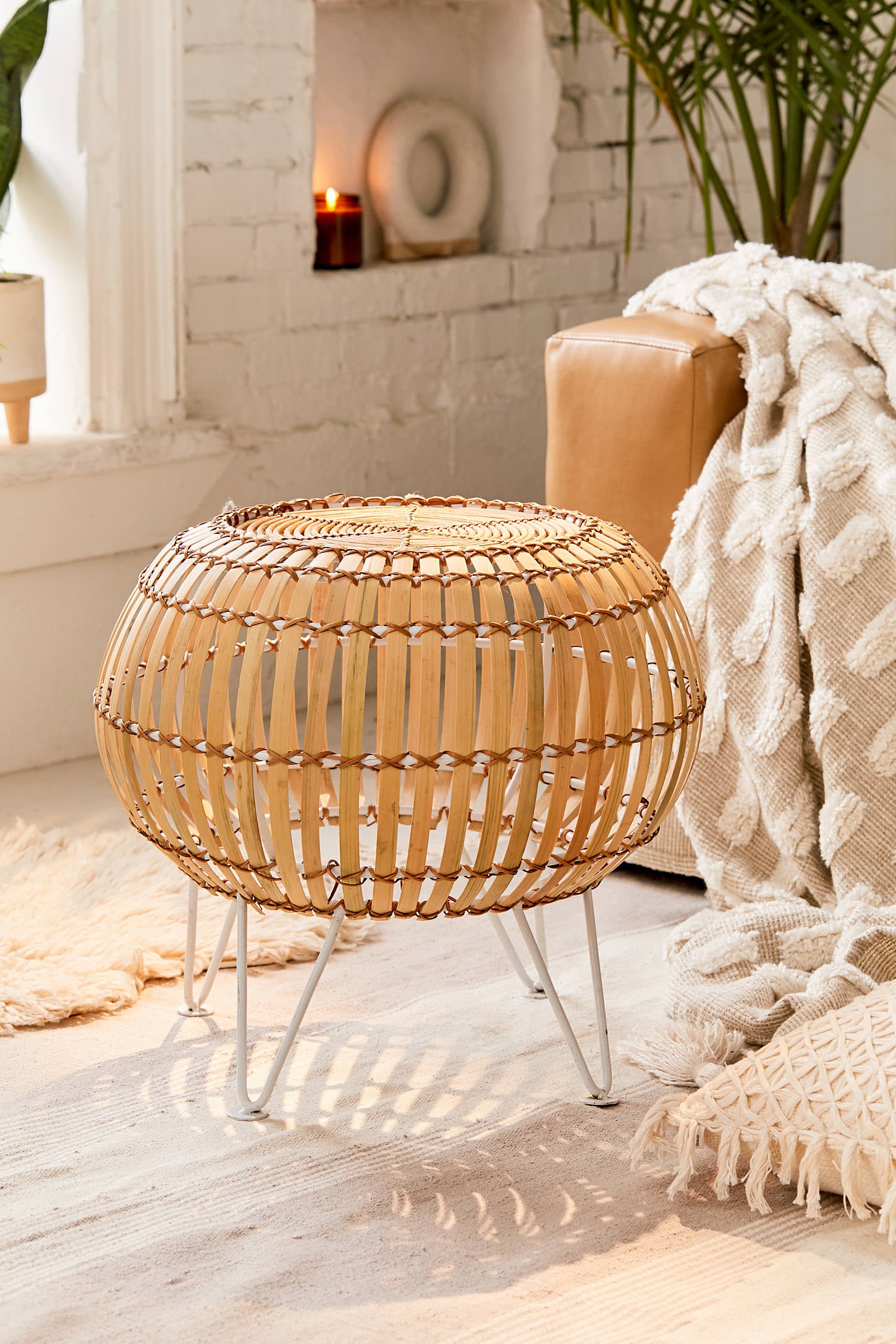 Rattan ottoman top coffee table