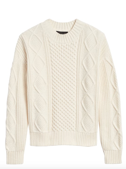 white cable knit crop sweater